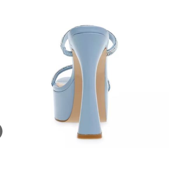 Zayne-R Blue Rhinestone Platform High Heel Slide Sandals sz 8M - Picture 5 of 5